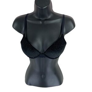 La SENZA elegant Black Polka Dot rhinestone  padded Bra size 32c